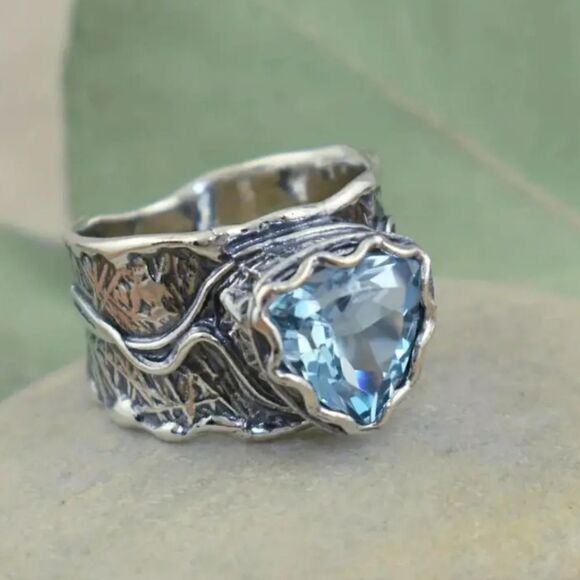 Bohemian blue stone ring as 6 - Picture 5 of 6